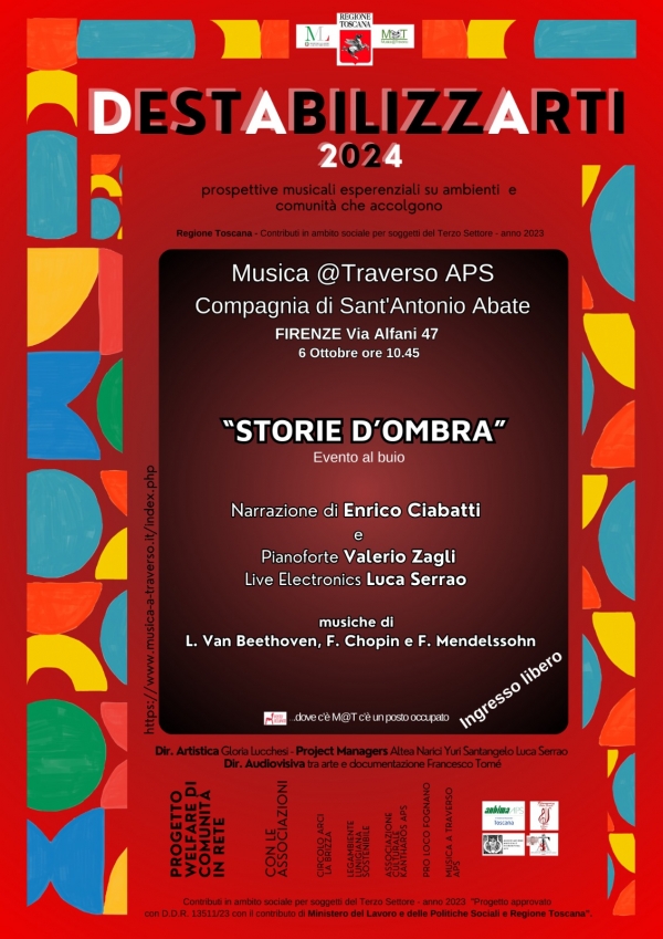 DestabilizzArti 2024: 6 ottobre, Firenze - Storie d'ombra - Concerto al buio